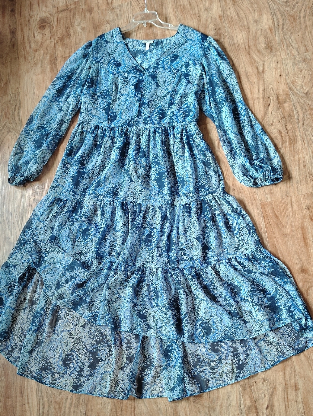 Joie Blue Printed V-Neck Maxi Dress